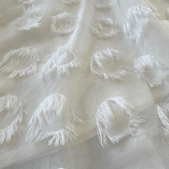 NWT‎ Crescent Eyelash White Babydoll Long Sleeve Semi Sheer Mini Dress, Small - Picture 7 of 13